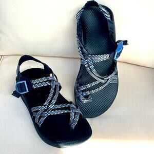Chaco Women's Black and Blue Strappy Sandals